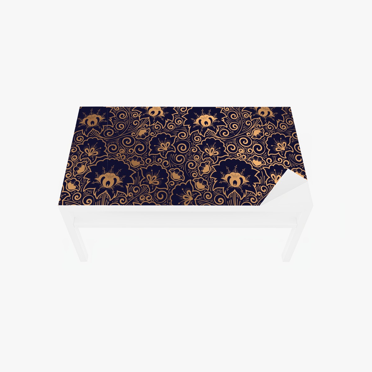 Table & desk veneer luxury gold floral pattern on dark background