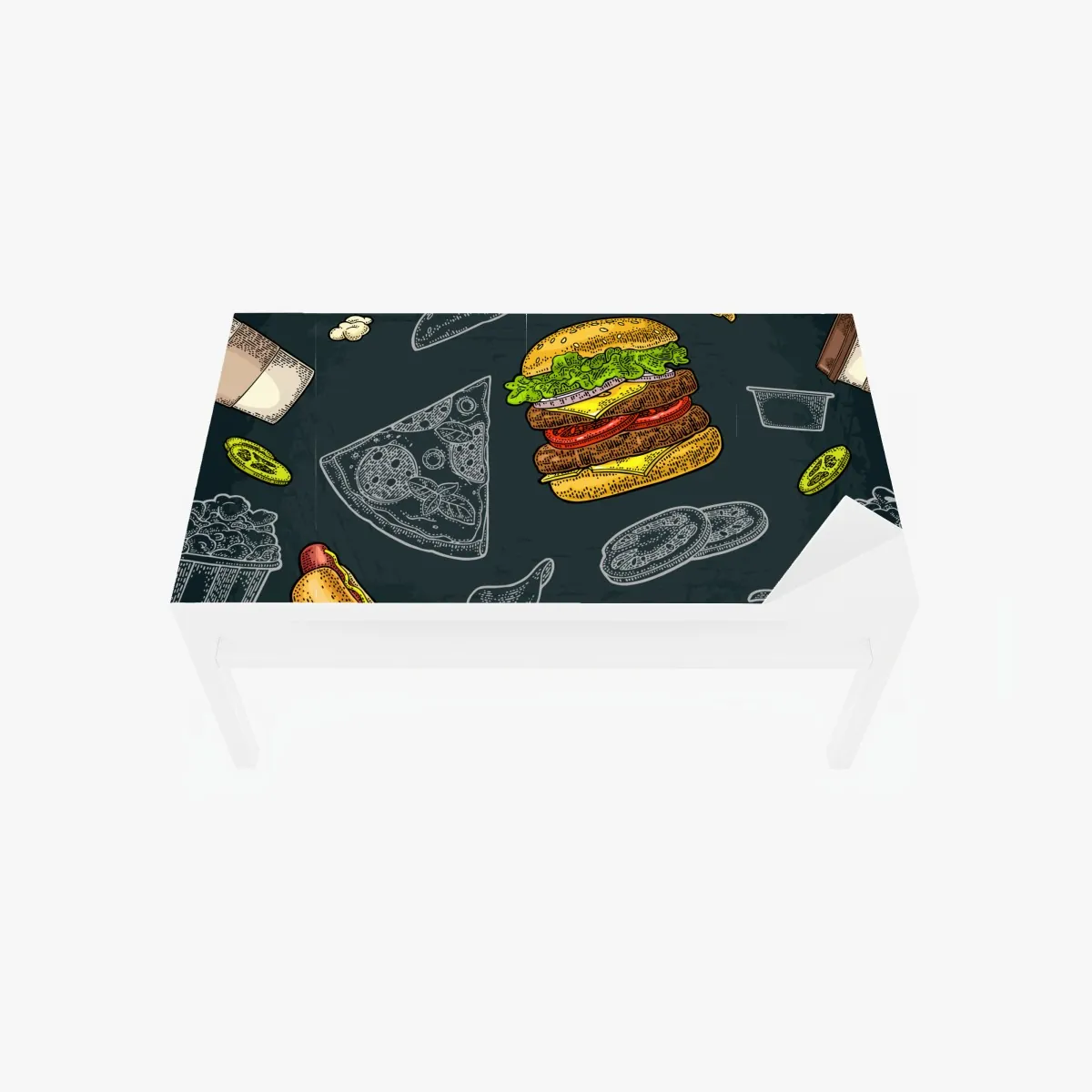 Naklejka na biurko i stół retro wzór fast food – Wallissimo® Naklejka na biurko i stół retro wzór fast food – Wallissimo®