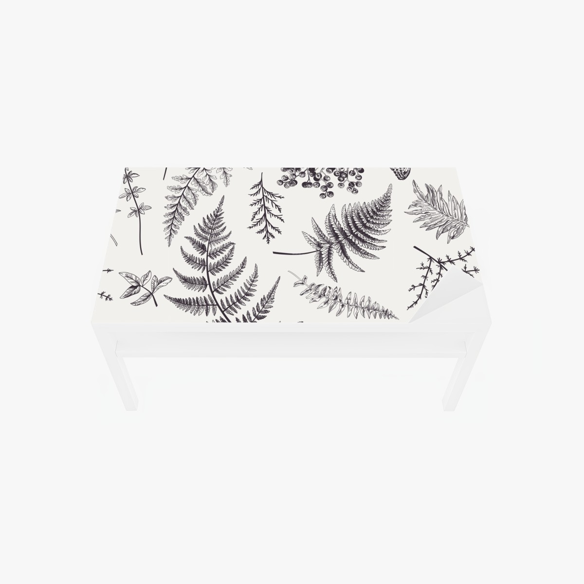 Table & desk veneer monochrome botanical leaves pattern