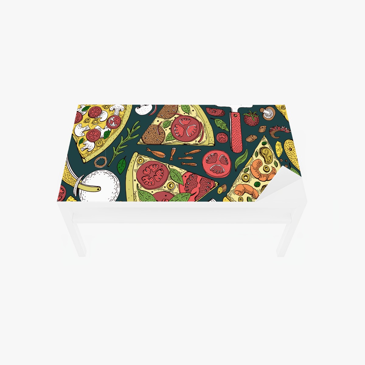 Table & desk veneer colorful pizza slices pattern