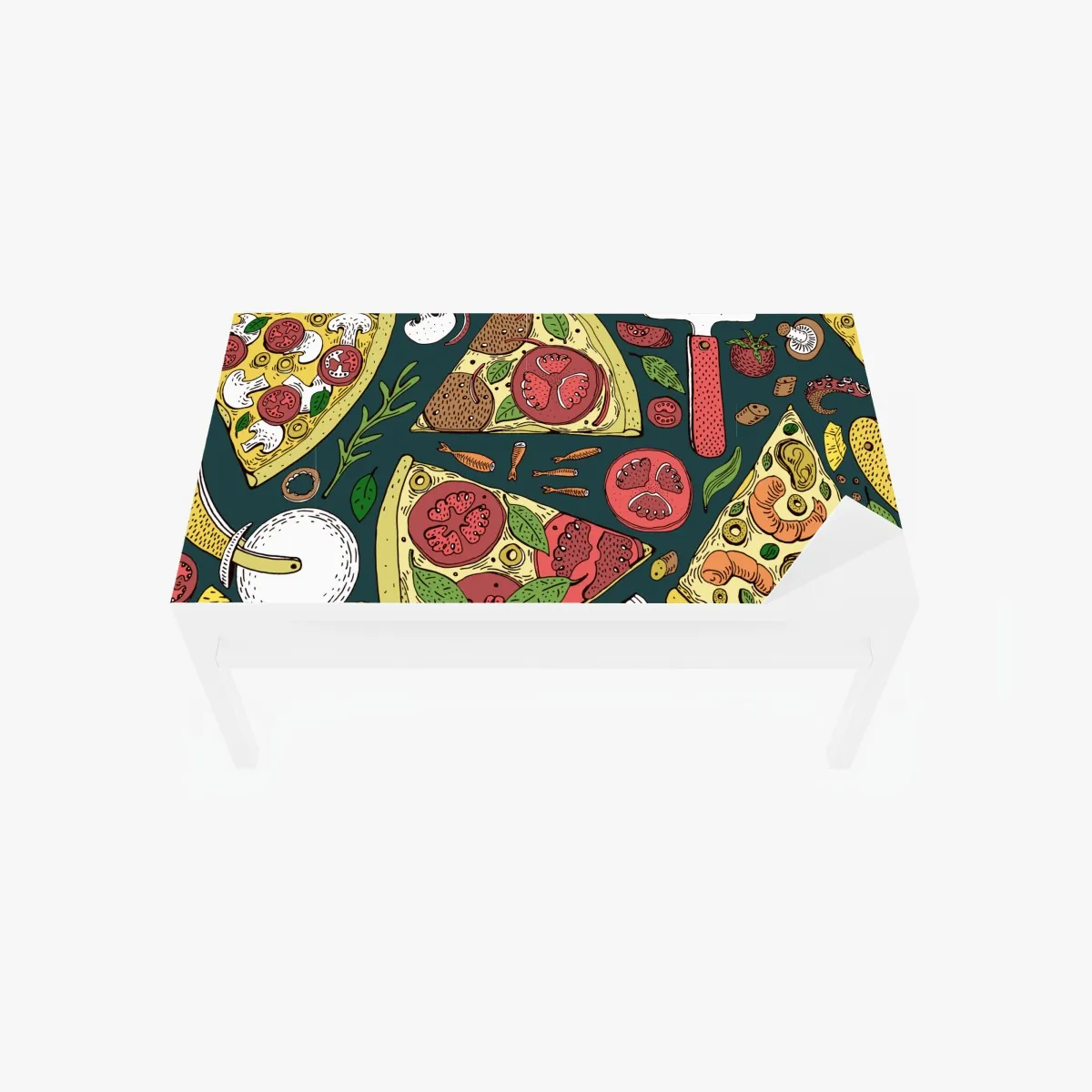 Naklejka na biurko i stół kolorowy wzór plasterków pizzy – Wallissimo® Naklejka na biurko i stół kolorowy wzór plasterków pizzy – Wallissimo®