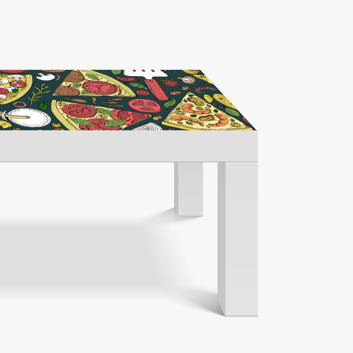 Naklejka na biurko i stół kolorowy wzór plasterków pizzy – Wallissimo® Naklejka na biurko i stół kolorowy wzór plasterków pizzy – Wallissimo®