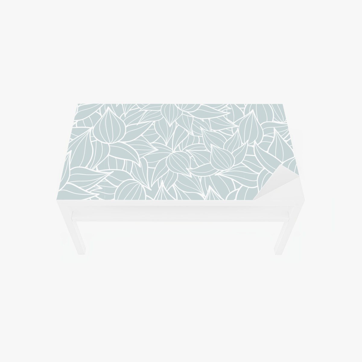 Table & desk veneer soft turquoise leaf pattern