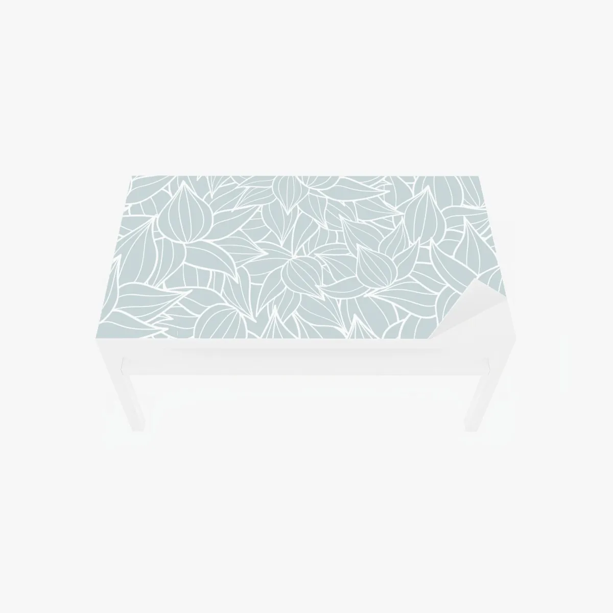 Naklejka na biurko i stół delikatny turkusowy wzór liści – Wallissimo® Naklejka na biurko i stół delikatny turkusowy wzór liści – Wallissimo®