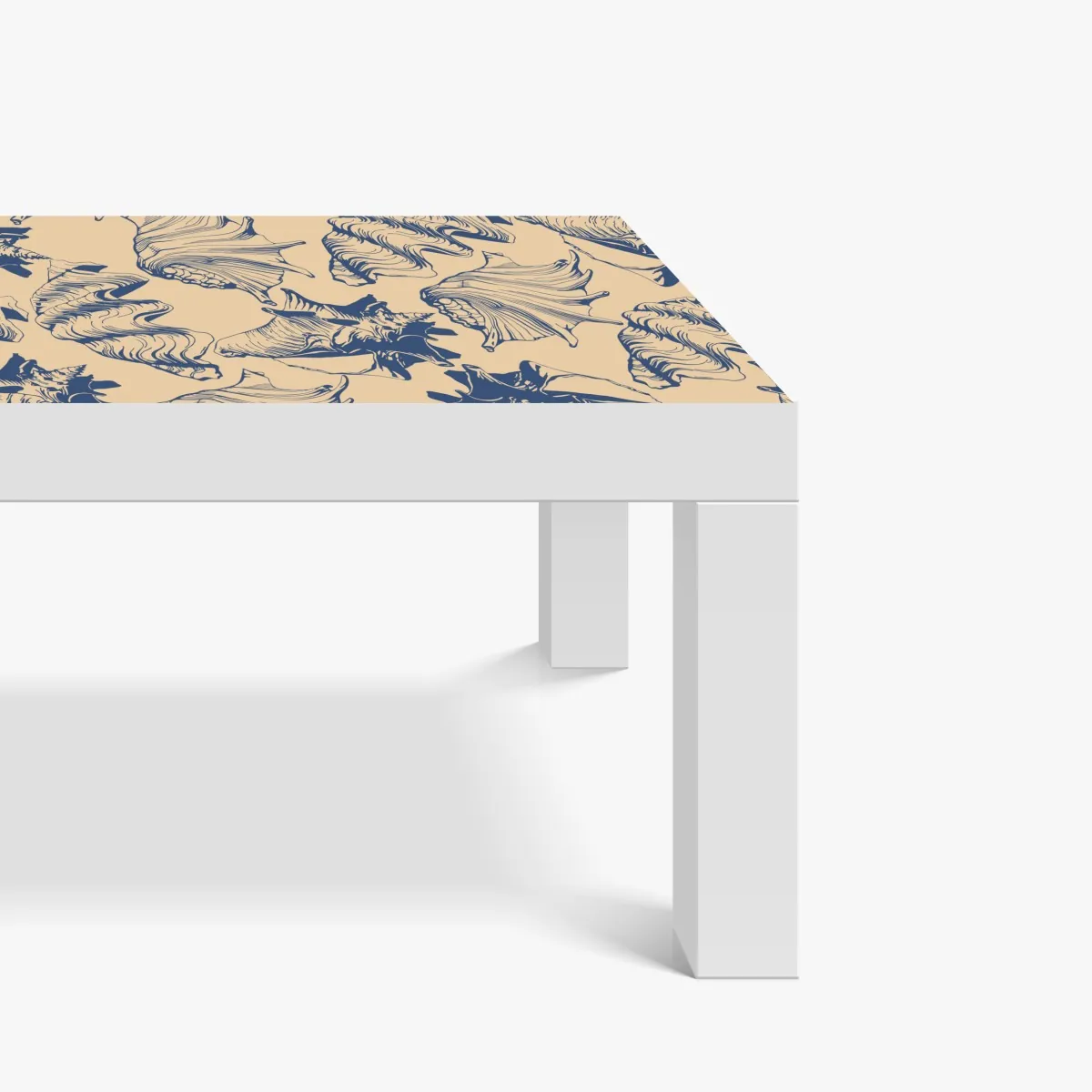 Naklejka na biurko i stół wzór z muszlami w granacie i beżu – Wallissimo® Naklejka na biurko i stół wzór z muszlami w granacie i beżu – Wallissimo®