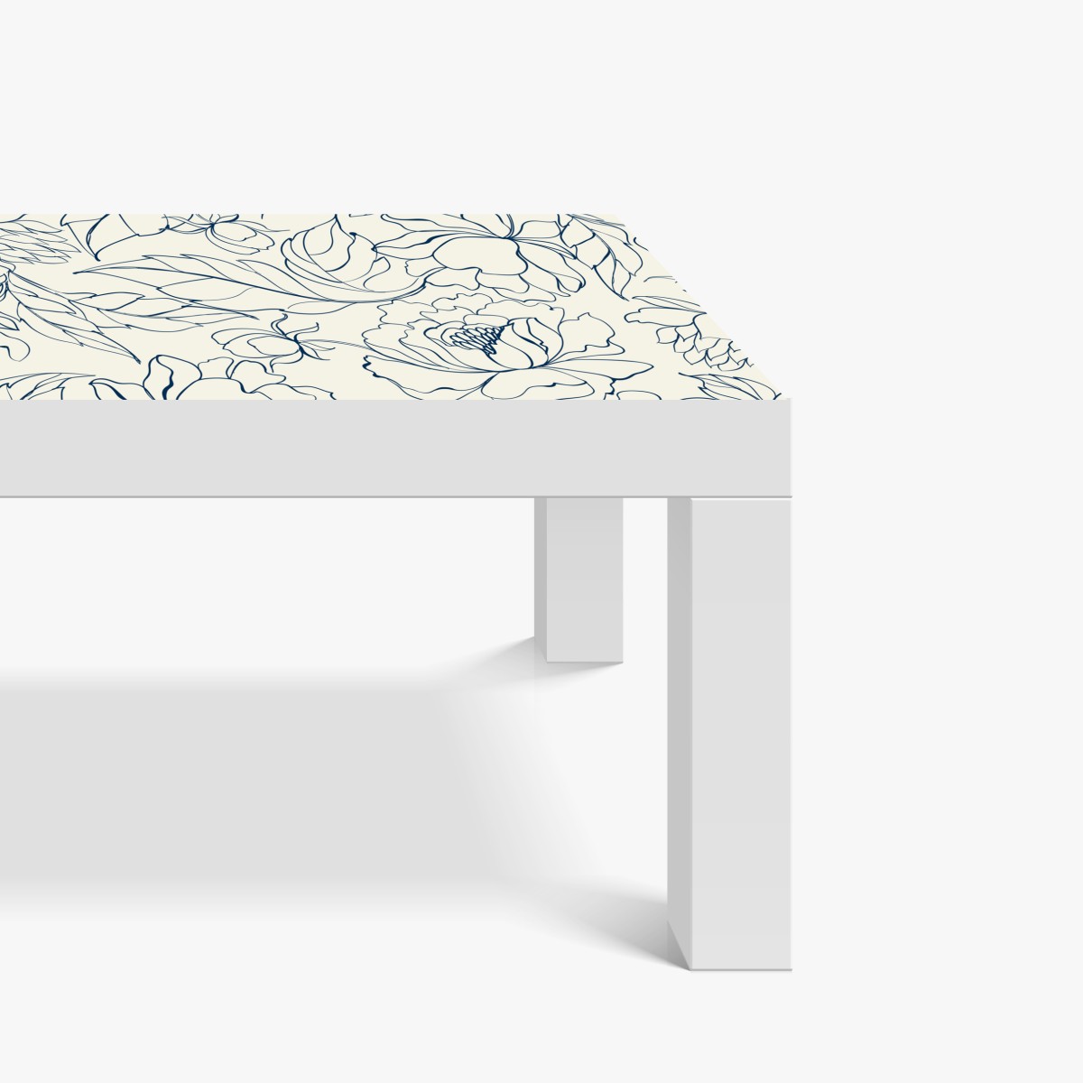 Naklejka na biurko i stół ręcznie rysowany granatowy wzór kwiatowy na kremowym tle – Wallissimo® Naklejka na biurko i stół ręcznie rysowany granatowy wzór kwiatowy na kremowym tle – Wallissimo®