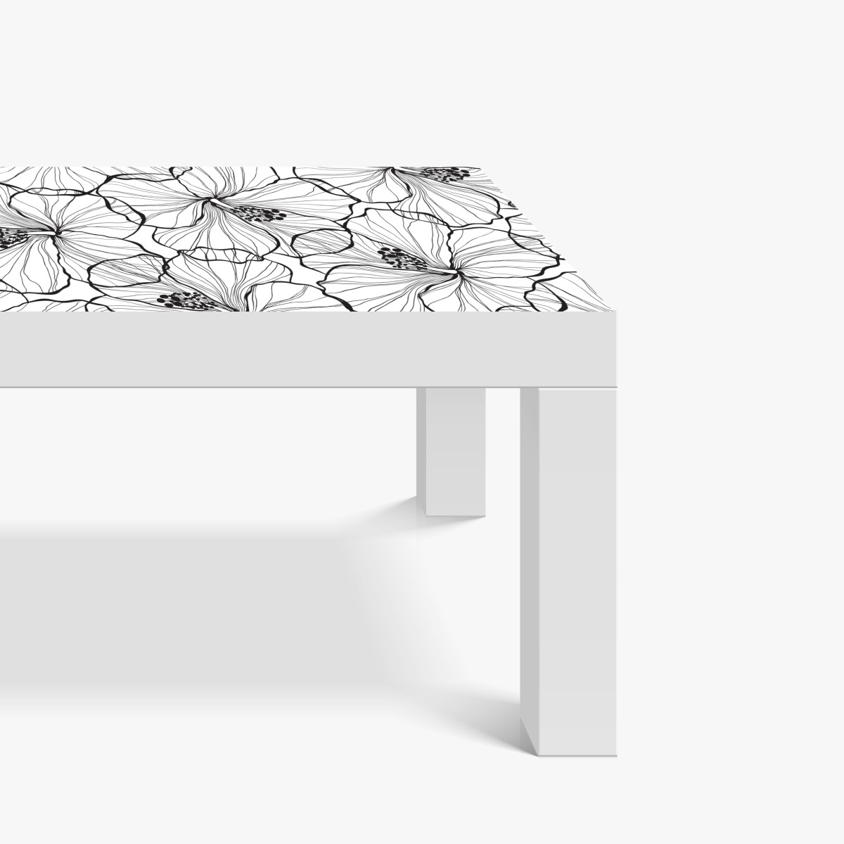 Naklejka na biurko i stół czarno-biały hibiskus w stylu line art – Wallissimo® Naklejka na biurko i stół czarno-biały hibiskus w stylu line art – Wallissimo®