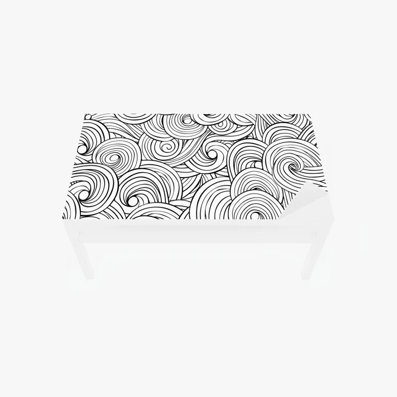 Naklejka na biurko i stół czarno-biały wzór ze spiralami