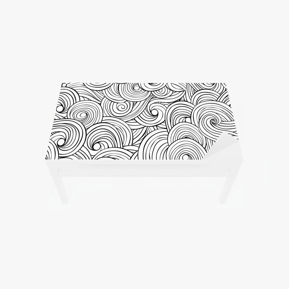 Naklejka na biurko i stół czarno-biały wzór ze spiralami – Wallissimo® Naklejka na biurko i stół czarno-biały wzór ze spiralami – Wallissimo®