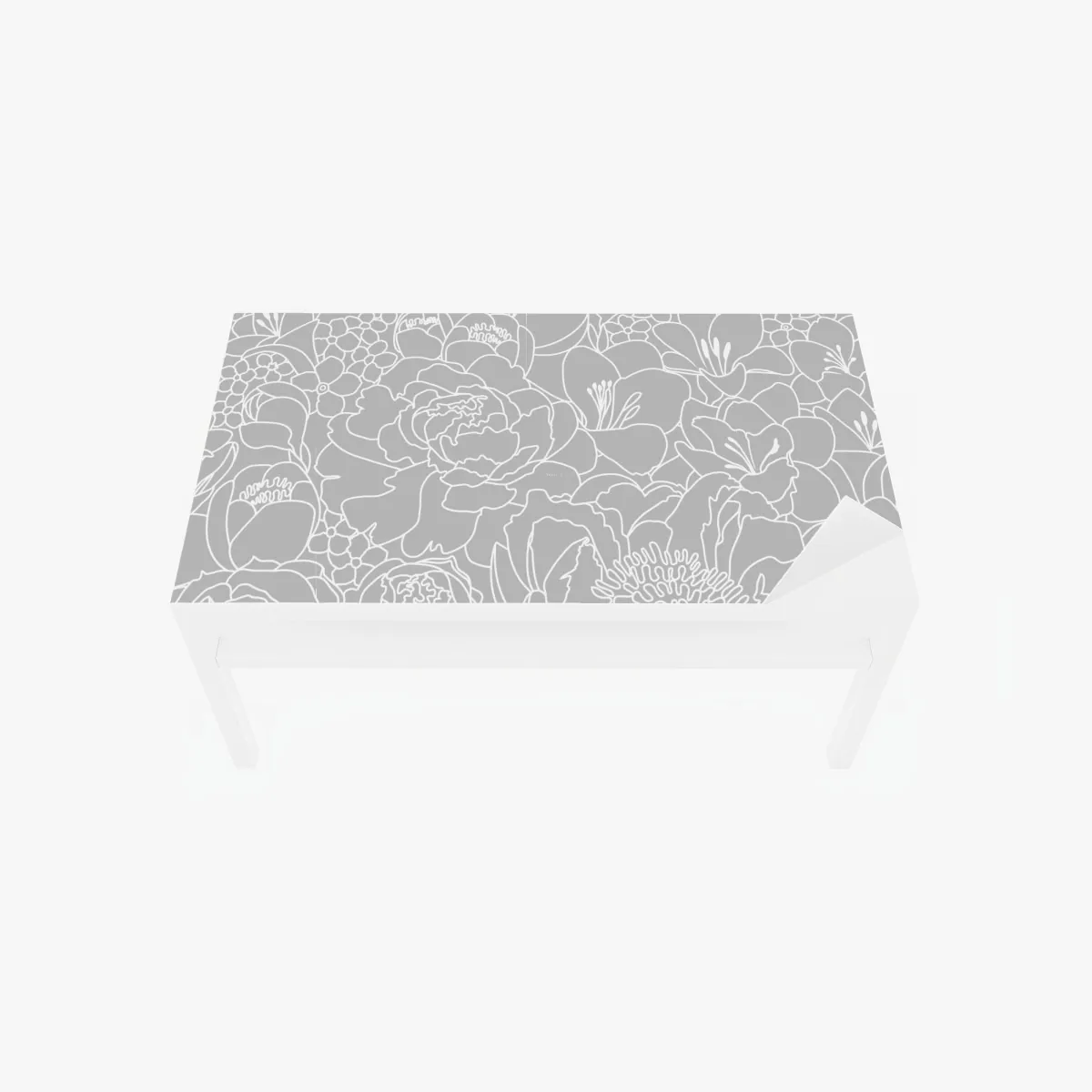 Naklejka na biurko i stół subtelny szary wzór kwiatowy w konturze – Wallissimo® Naklejka na biurko i stół subtelny szary wzór kwiatowy w konturze – Wallissimo®