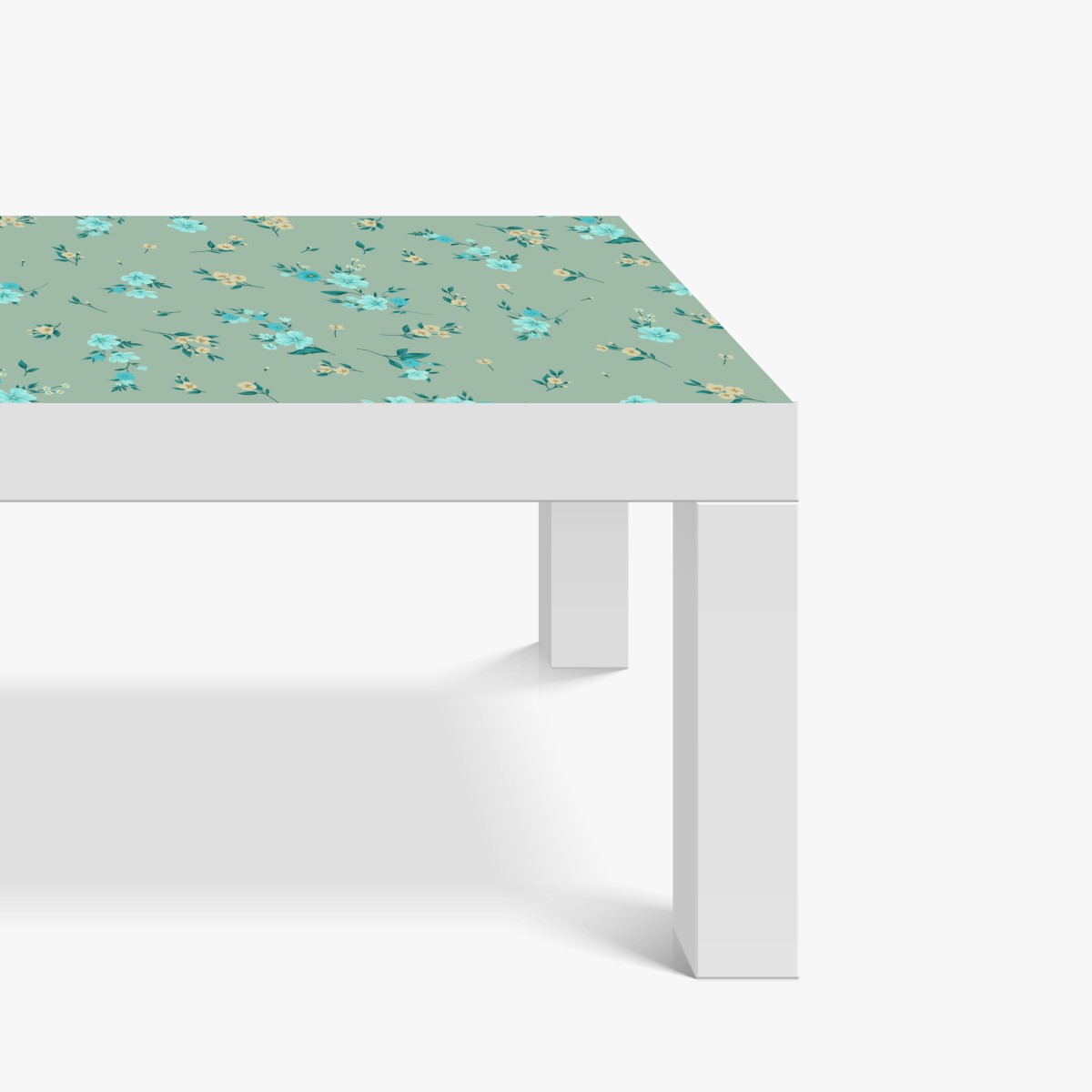 Naklejka na biurko i stół pastelowy turkusowy wzór kwiatowy na miętowym tle – Wallissimo® Naklejka na biurko i stół pastelowy turkusowy wzór kwiatowy na miętowym tle – Wallissimo®