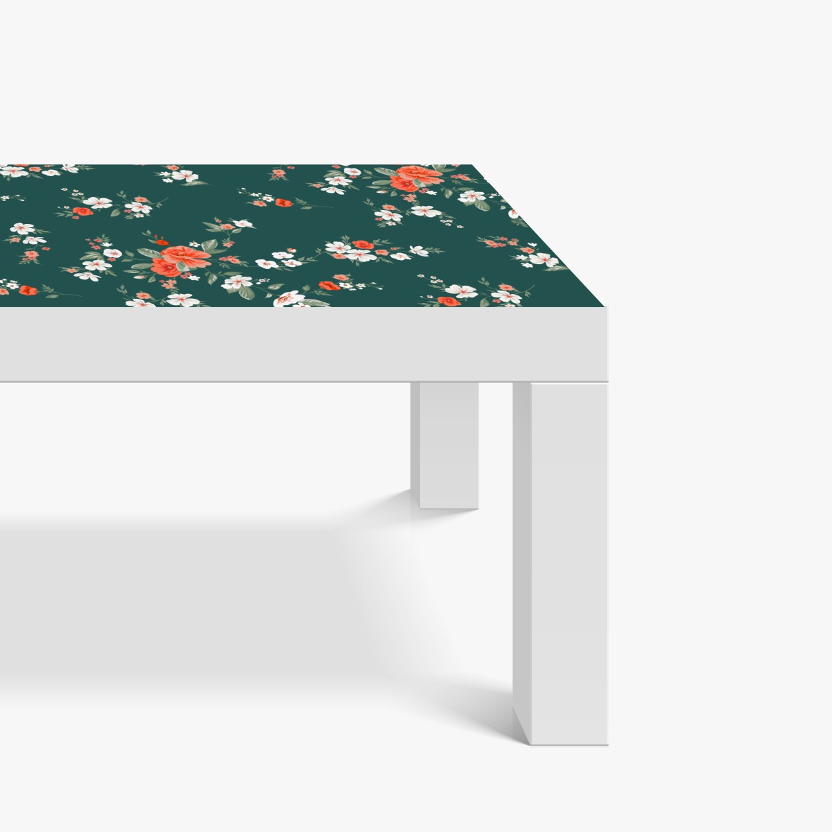 Naklejka na biurko i stół vintage koralowy wzór kwiatowy na ciemnozielonym tle – Wallissimo® Naklejka na biurko i stół vintage koralowy wzór kwiatowy na ciemnozielonym tle – Wallissimo®