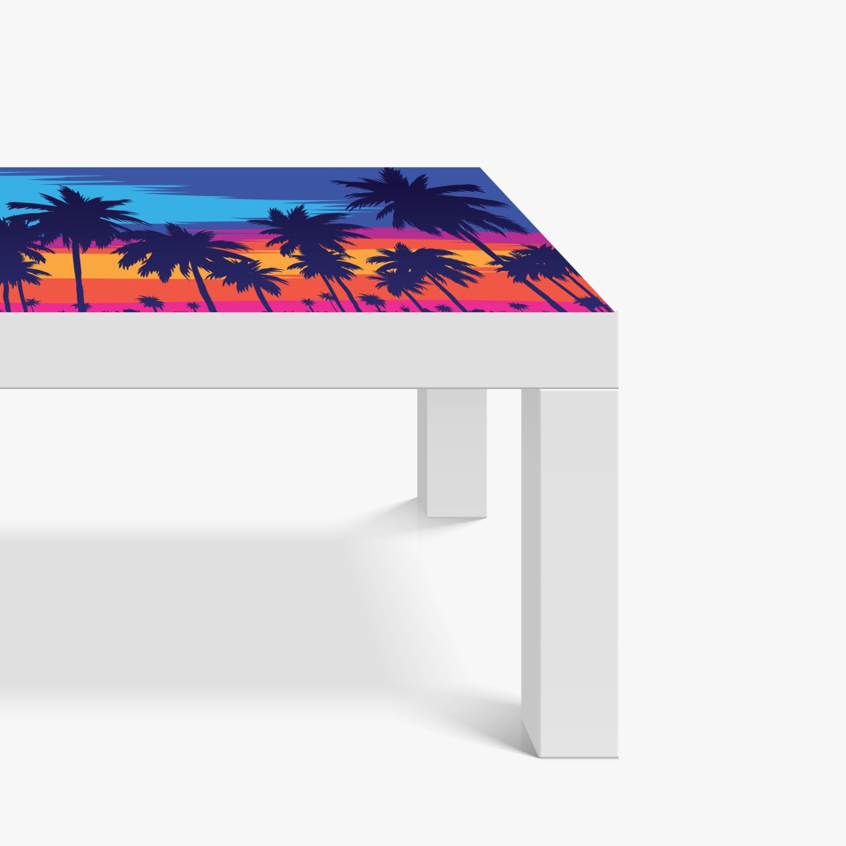 Naklejka na biurko i stół żywy zachód słońca z palmami – Wallissimo® Naklejka na biurko i stół żywy zachód słońca z palmami – Wallissimo®