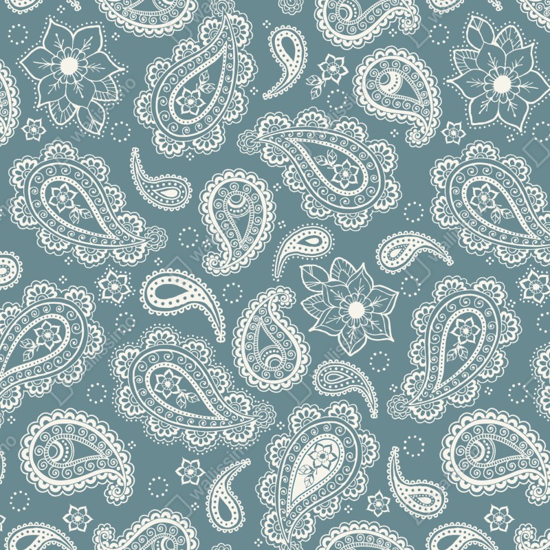 Naklejka na biurko i stół morski wzór paisley z kwiatowymi motywami – Wallissimo® Naklejka na biurko i stół morski wzór paisley z kwiatowymi motywami – Wallissimo®