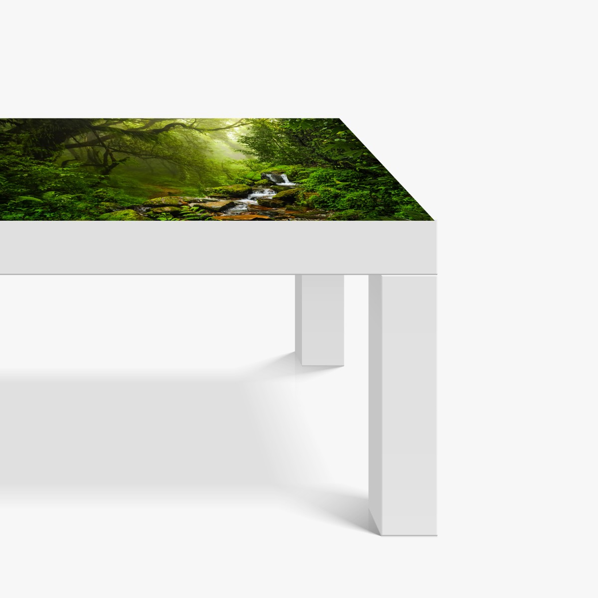 Naklejka na biurko i stół bujny mglisty leśny wodospad – Wallissimo® Naklejka na biurko i stół bujny mglisty leśny wodospad – Wallissimo®