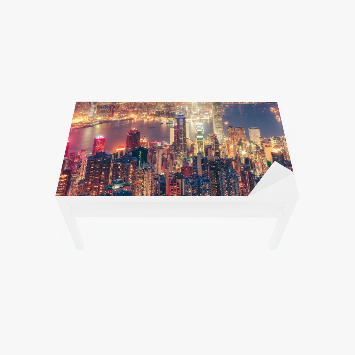 Table & desk veneer Hong Kong skyline at night from Victoria Peak