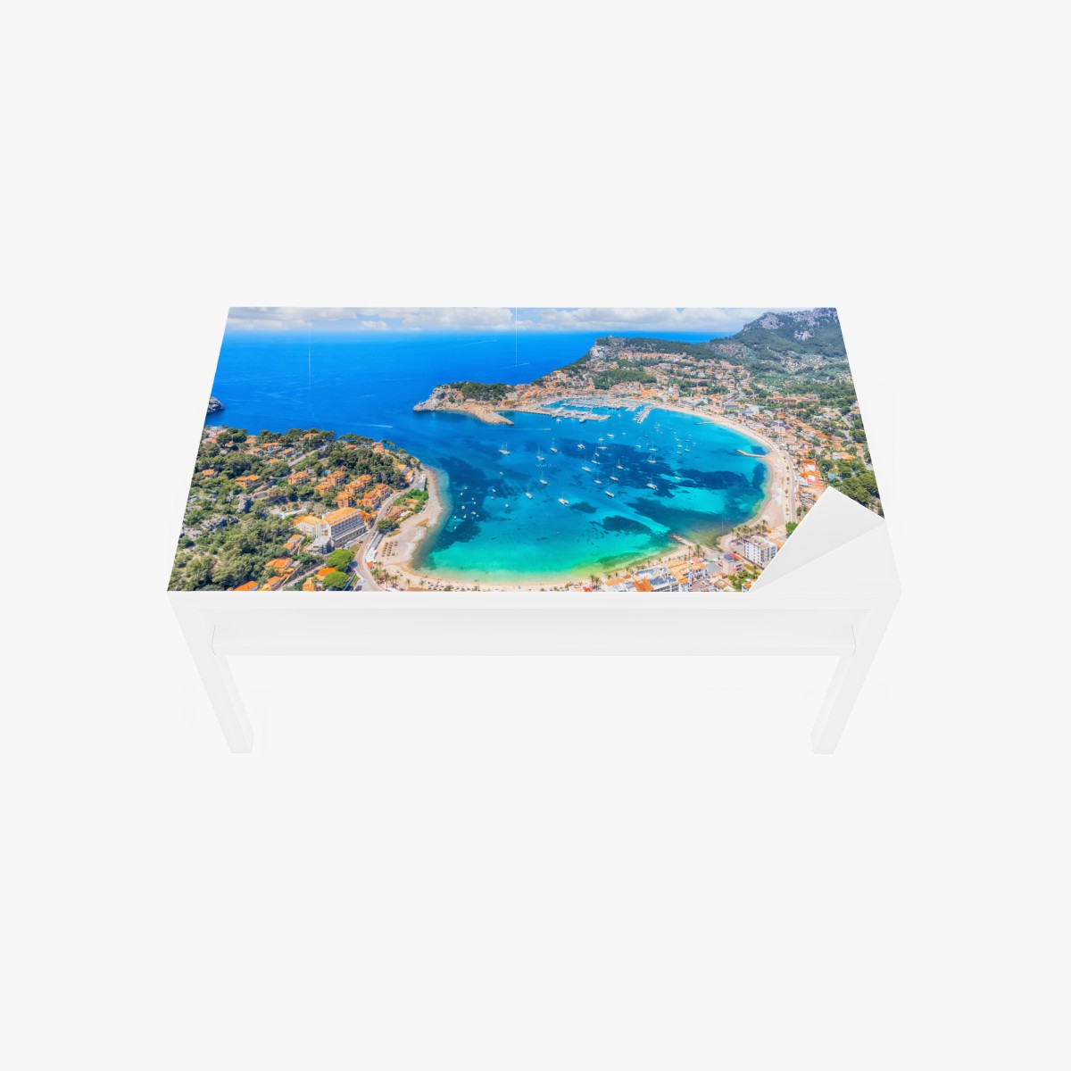 Table & desk veneer aerial view of Port de Sóller bay