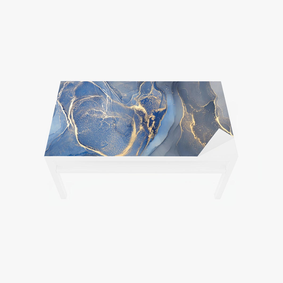 Table & desk veneer ocean blue marble with gold veins