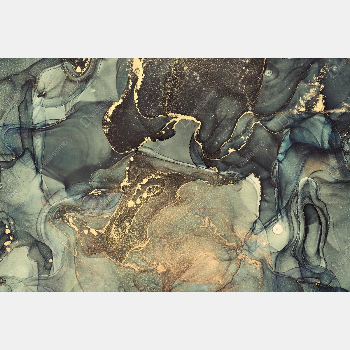 Naklejka na biurko i stół turkusowo-złota abstrakcja płynna – Wallissimo® Naklejka na biurko i stół turkusowo-złota abstrakcja płynna – Wallissimo®