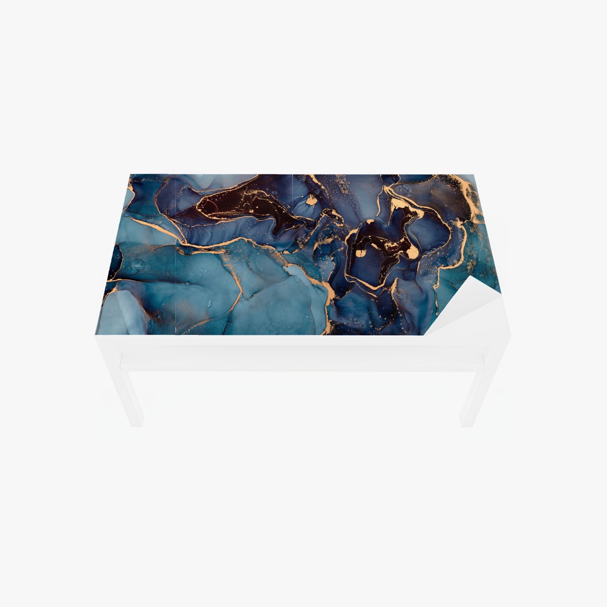 Table & desk veneer deep ocean blues with gold veins