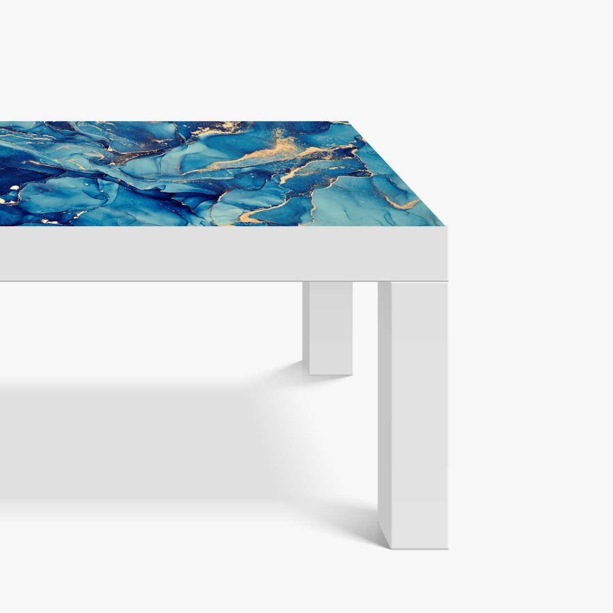 Naklejka na biurko i stół oceaniczny błękit i złote zawirowania – Wallissimo® Naklejka na biurko i stół oceaniczny błękit i złote zawirowania – Wallissimo®