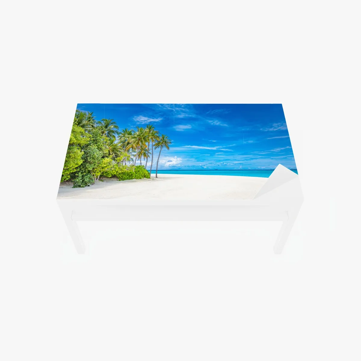 Naklejka na biurko i stół tropikalna plaża z palmami – Wallissimo® Naklejka na biurko i stół tropikalna plaża z palmami – Wallissimo®