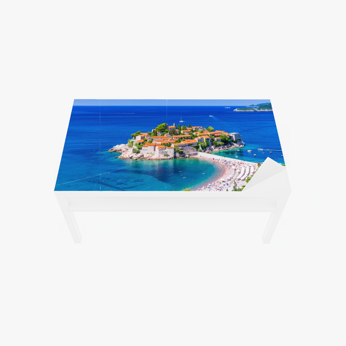 Table & desk veneer Sveti Stefan, Montenegro historic island resort
