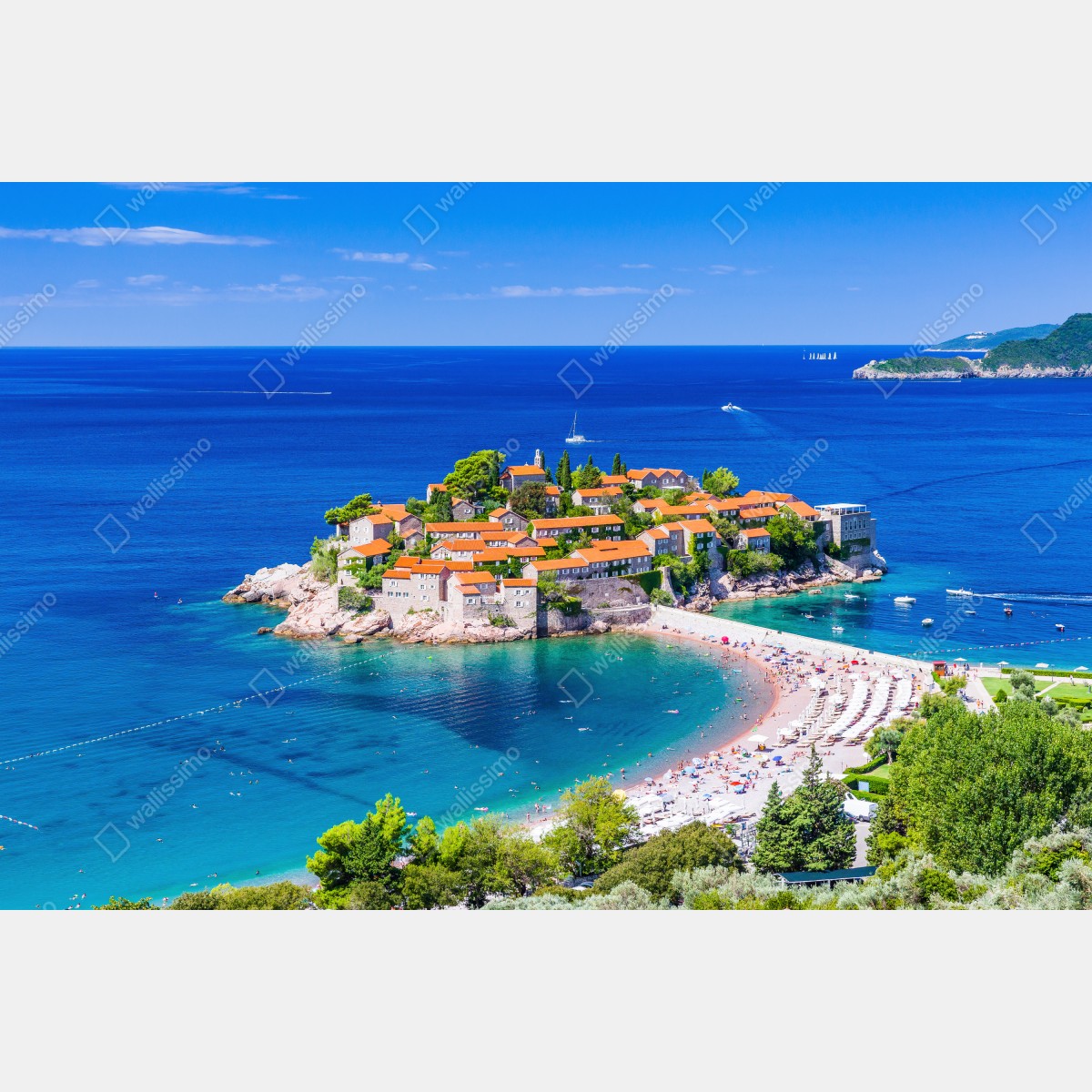 Naklejka na biurko i stół Sveti Stefan, Czarnogóra historyczny kurort na wyspie – Wallissimo® Naklejka na biurko i stół Sveti Stefan, Czarnogóra historyczny kurort na wyspie – Wallissimo®