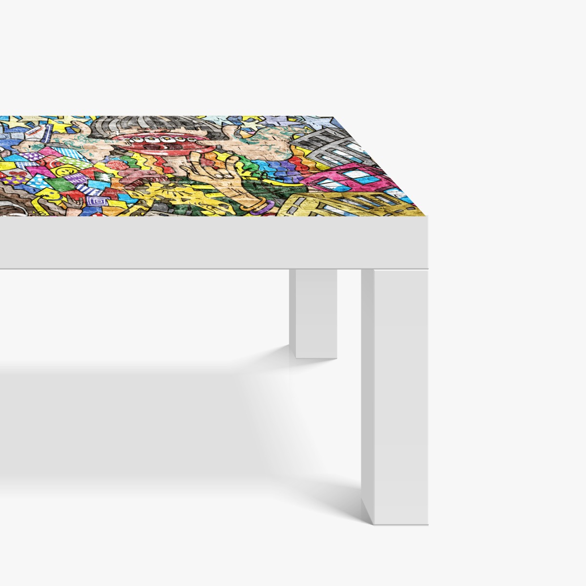 Naklejka na biurko i stół kolorowy mural graffiti z zabawną postacią – Wallissimo® Naklejka na biurko i stół kolorowy mural graffiti z zabawną postacią – Wallissimo®