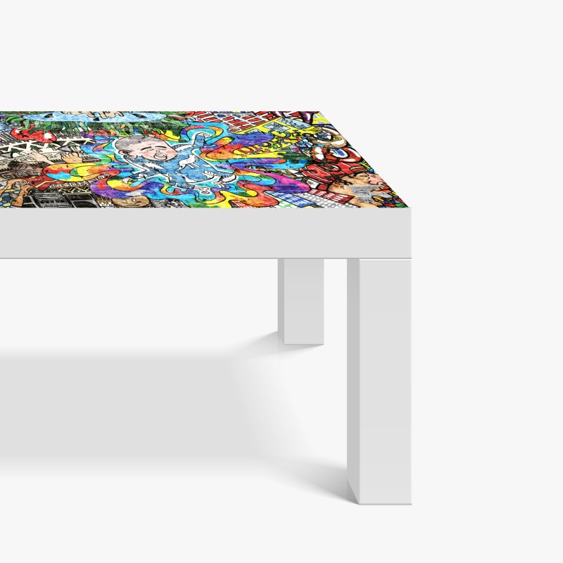 Naklejka na biurko i stół mglisty las czarno-biały – Wallissimo®