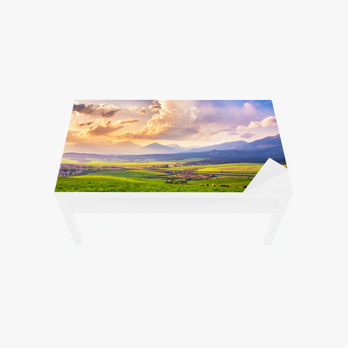 Table & desk veneer spring mountain valley panorama, Tatras Slovakia