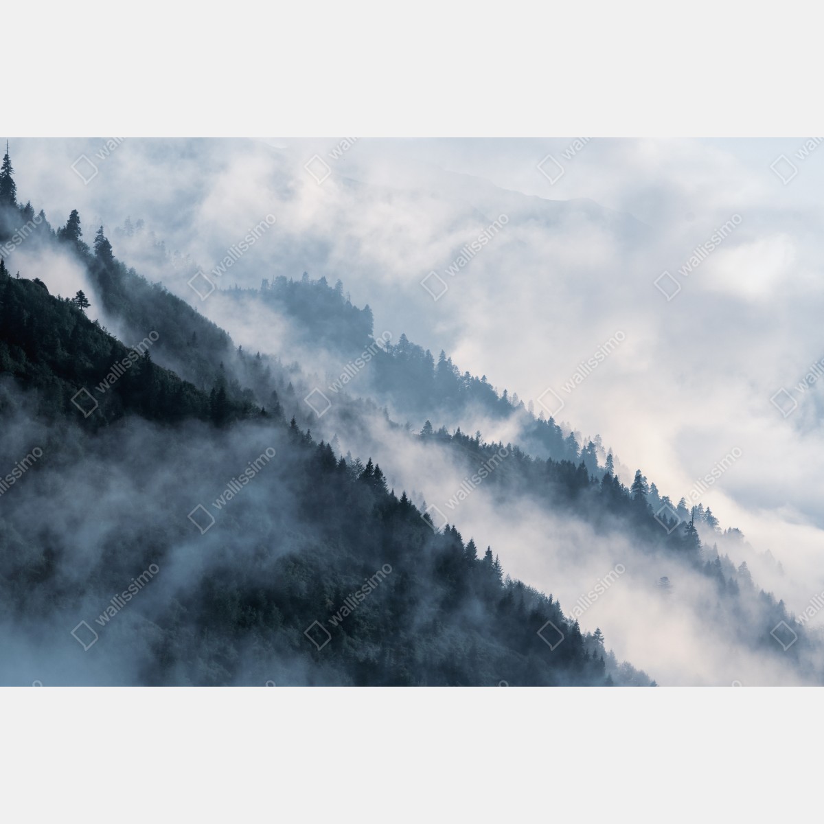 Naklejka na biurko i stół mglista górska panorama – Wallissimo® Naklejka na biurko i stół mglista górska panorama – Wallissimo®