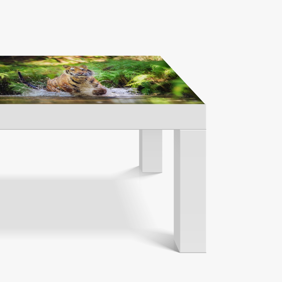 Naklejka na biurko i stół majestatyczny tygrys w leśnym strumieniu – Wallissimo® Naklejka na biurko i stół majestatyczny tygrys w leśnym strumieniu – Wallissimo®