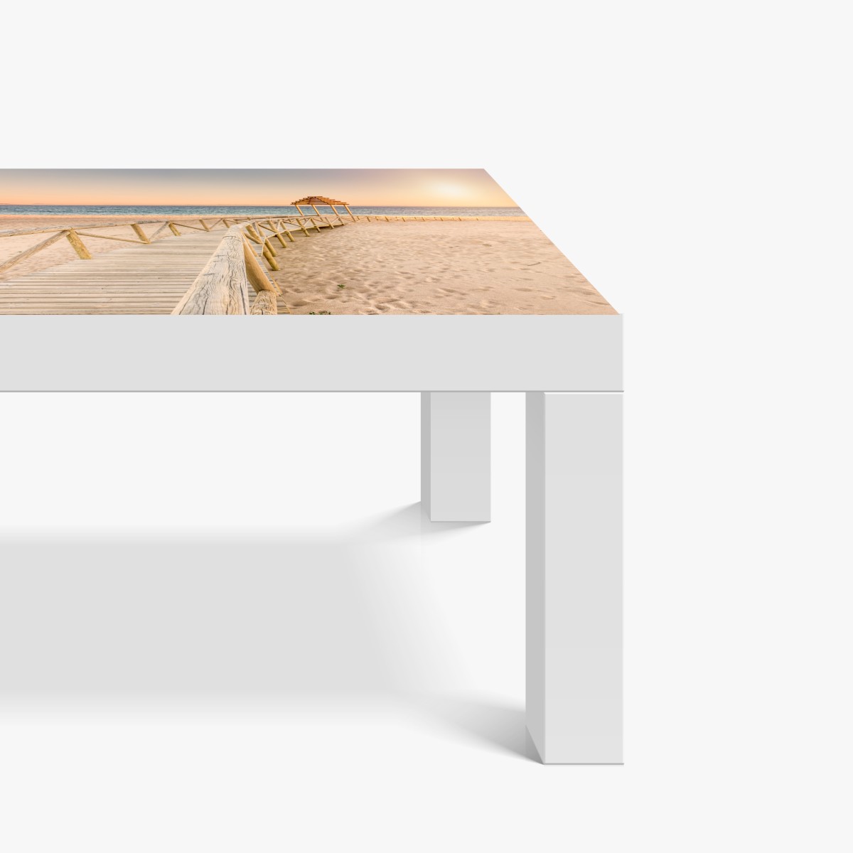 Naklejka na biurko i stół drewniany pomost na plaży Trafalgar o zachodzie słońca – Wallissimo® Naklejka na biurko i stół drewniany pomost na plaży Trafalgar o zachodzie słońca – Wallissimo®