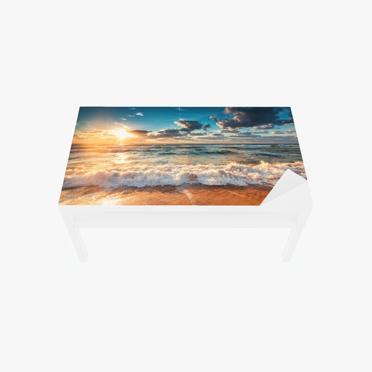 Table & desk veneer golden sunrise over the ocean shore
