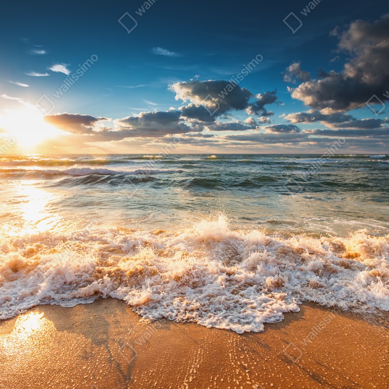 Naklejka na biurko i stół złoty wschód słońca nad morzem – Wallissimo® Naklejka na biurko i stół złoty wschód słońca nad morzem – Wallissimo®