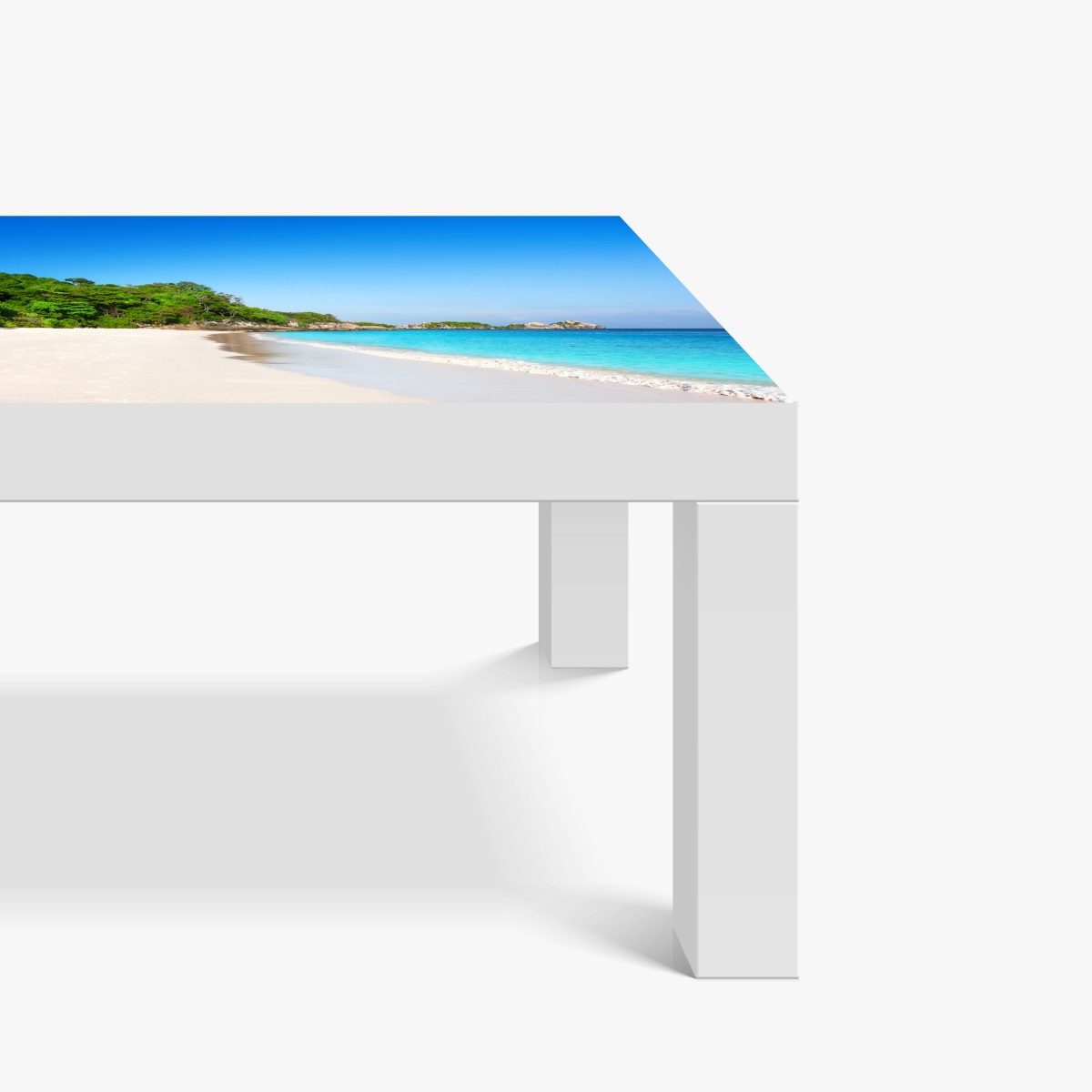 Naklejka na biurko i stół tropikalna plaża z białym piaskiem – Wallissimo® Naklejka na biurko i stół tropikalna plaża z białym piaskiem – Wallissimo®