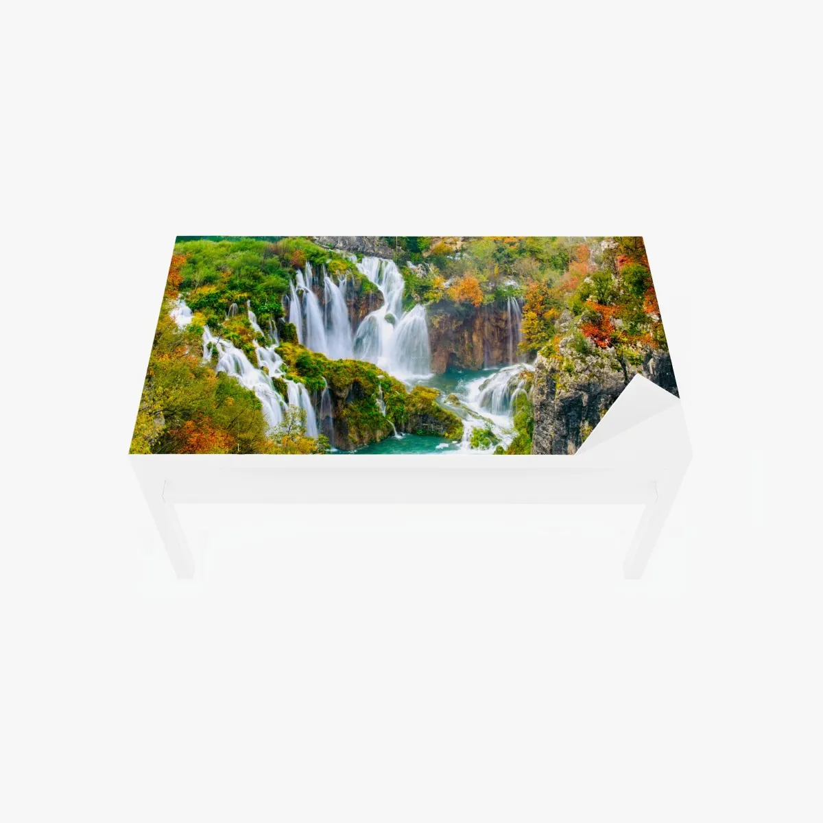 Naklejka na biurko i stół turkusowy wodospad jesienią – Wallissimo® Naklejka na biurko i stół turkusowy wodospad jesienią – Wallissimo®