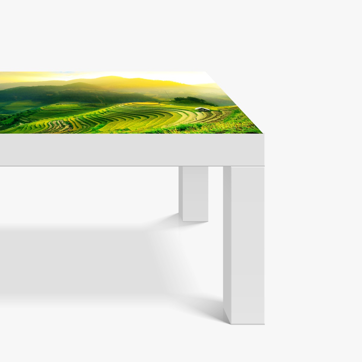 Naklejka na biurko i stół złote tarasy ryżowe o wschodzie słońca – Wallissimo® Naklejka na biurko i stół złote tarasy ryżowe o wschodzie słońca – Wallissimo®