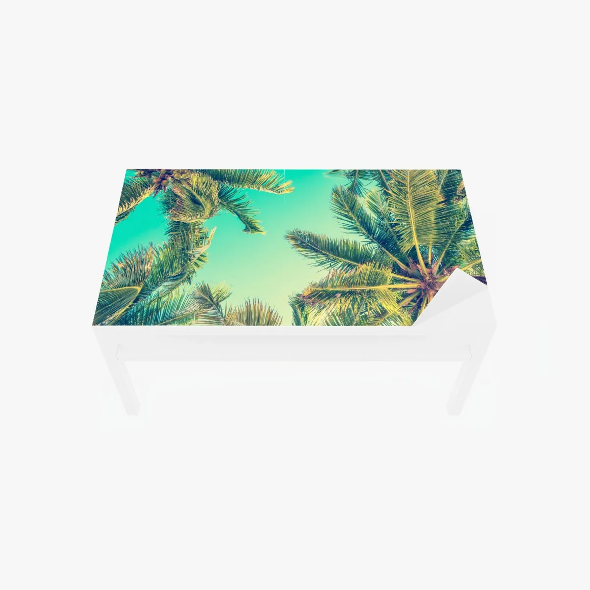 Naklejka na biurko i stół vintage turkusowy baldachim palm – Wallissimo® Naklejka na biurko i stół vintage turkusowy baldachim palm – Wallissimo®