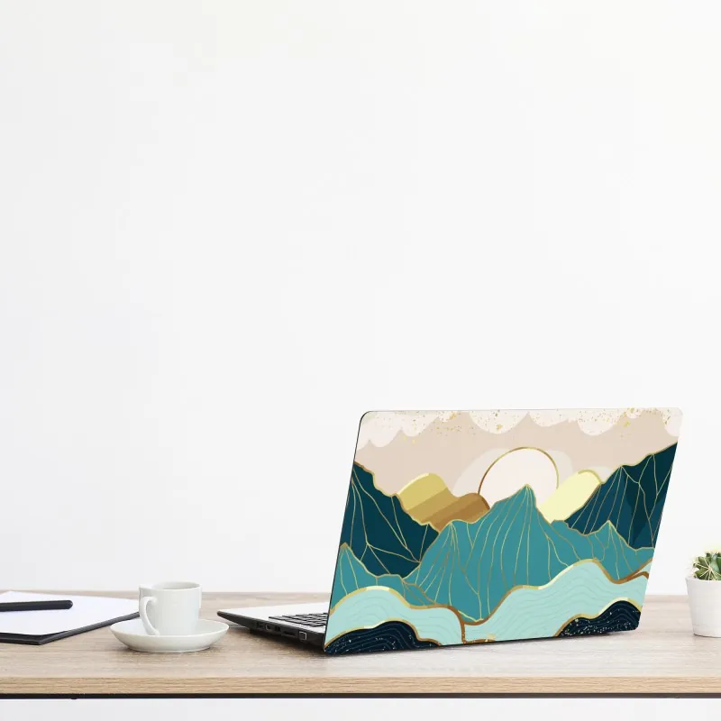 Naklejka na laptopa granatowo-beżowy wzór damasceński – Wallissimo®