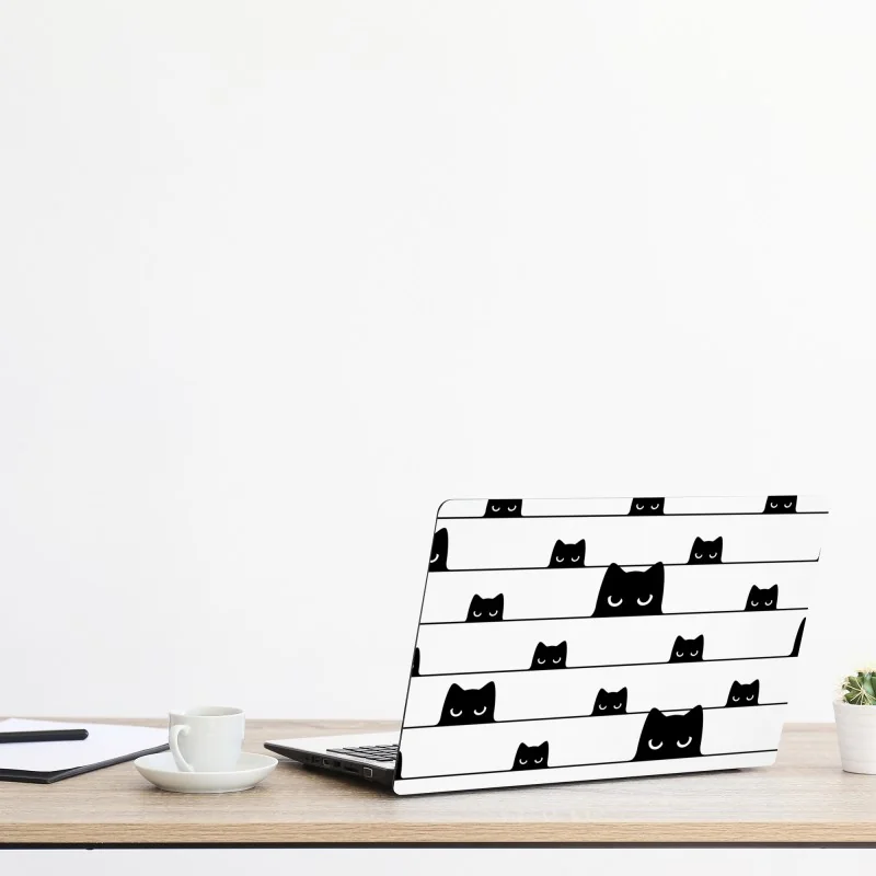 Naklejka na laptopa figlarne koty wyglądające zza pasków – Wallissimo® Naklejka na laptopa figlarne koty wyglądające zza pasków – Wallissimo®