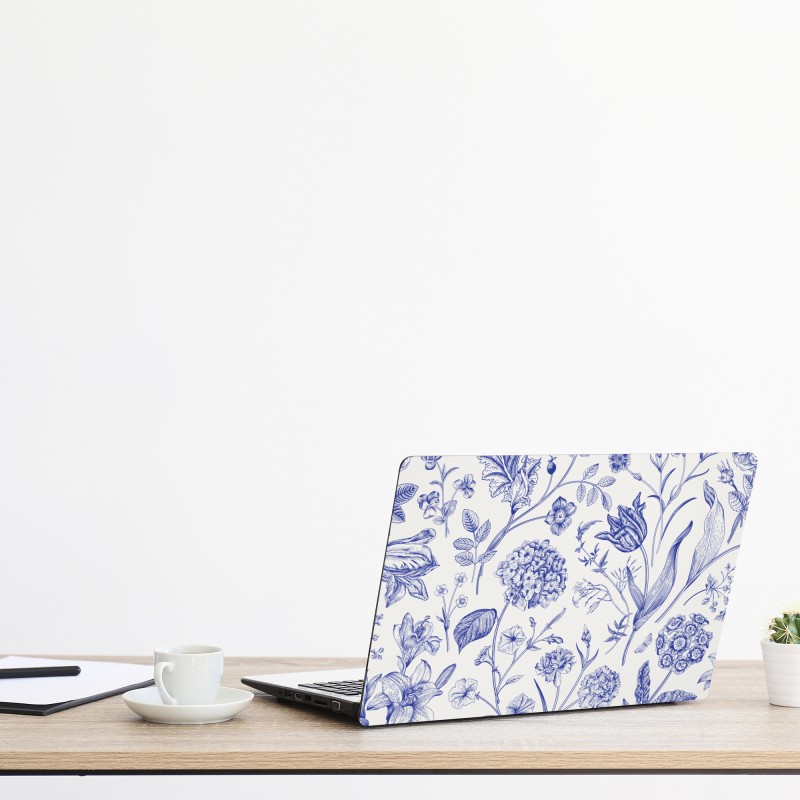 Naklejka na laptopa złote tropikalne liście line art – Wallissimo®