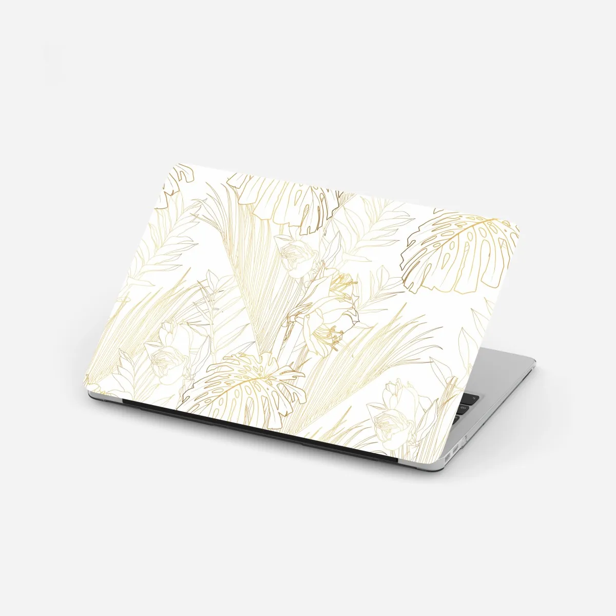 Naklejka na laptopa złote tropikalne liście – Wallissimo® Naklejka na laptopa złote tropikalne liście – Wallissimo®