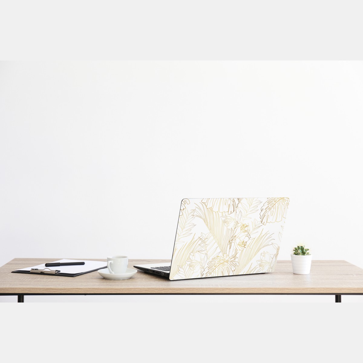 Naklejka na laptopa złote tropikalne liście – Wallissimo® Naklejka na laptopa złote tropikalne liście – Wallissimo®