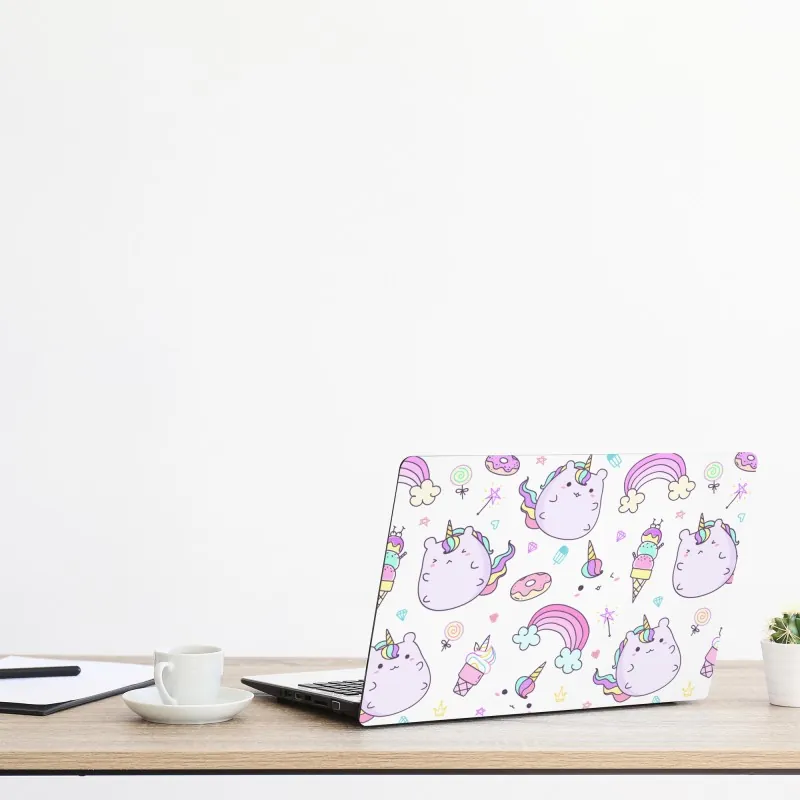 Naklejka na laptopa luksusowa abstrakcja turkus z złotymi żyłami – Wallissimo®