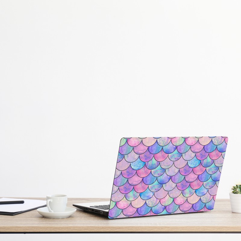 Naklejka na laptopa oceaniczny niebieski marmur ze złotymi żyłkami – Wallissimo®