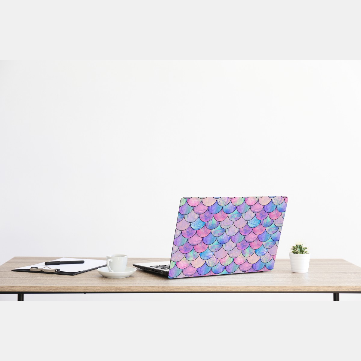 Naklejka na laptopa pastelowy wzór łusek syreny – Wallissimo® Naklejka na laptopa pastelowy wzór łusek syreny – Wallissimo®