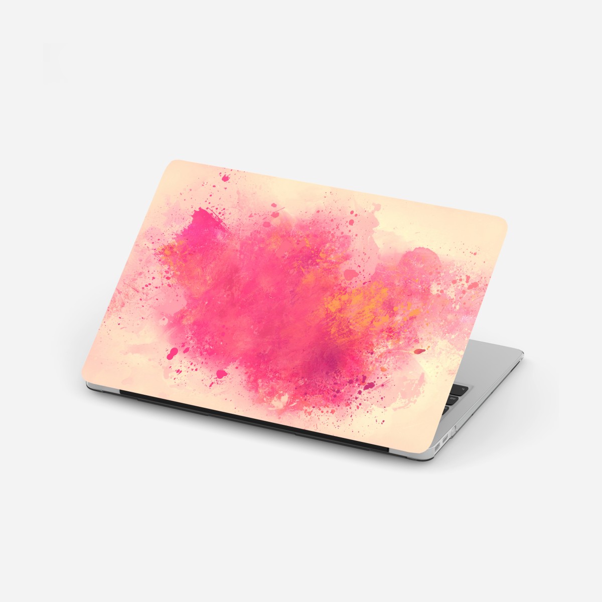 Laptop sticker vibrant pink watercolor splash