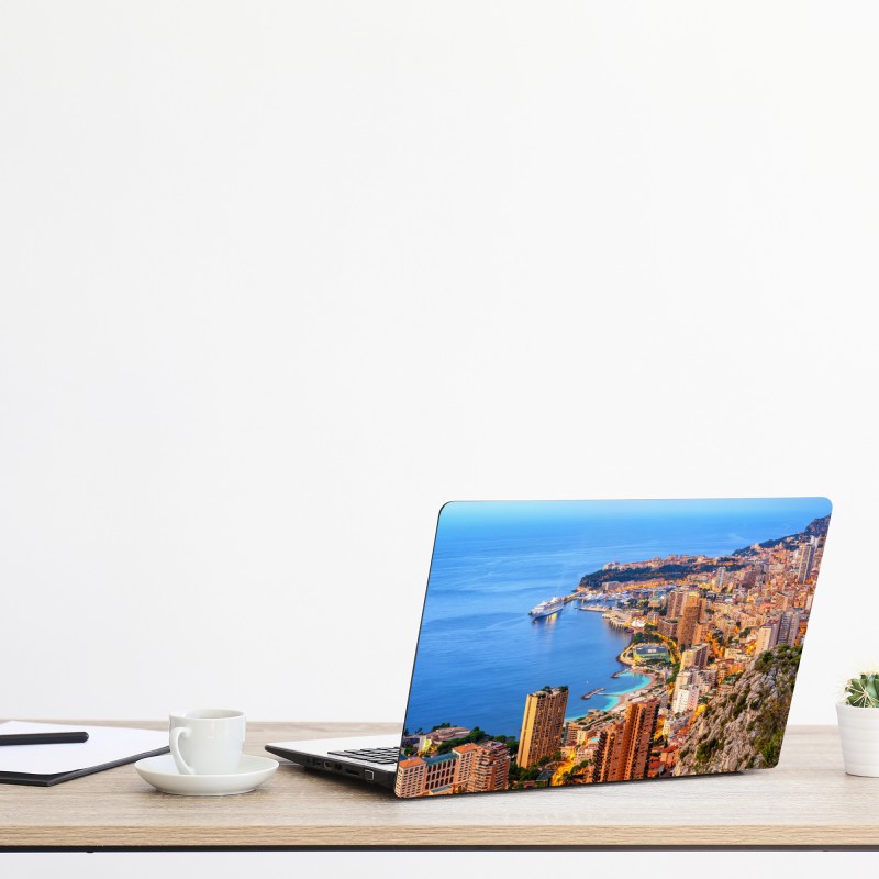 Naklejka na laptopa Monako panorama wybrzeża o zmierzchu – Wallissimo® Naklejka na laptopa Monako panorama wybrzeża o zmierzchu – Wallissimo®